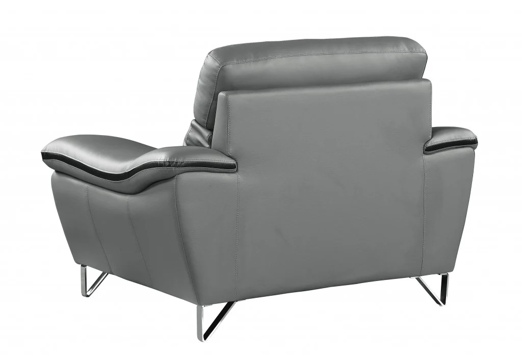 108" Charming Grey Leather Sofa Set By Homeroots - Image 3