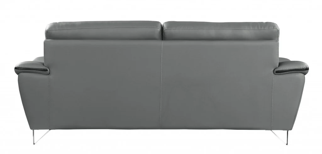 108" Charming Grey Leather Sofa Set By Homeroots - Image 5