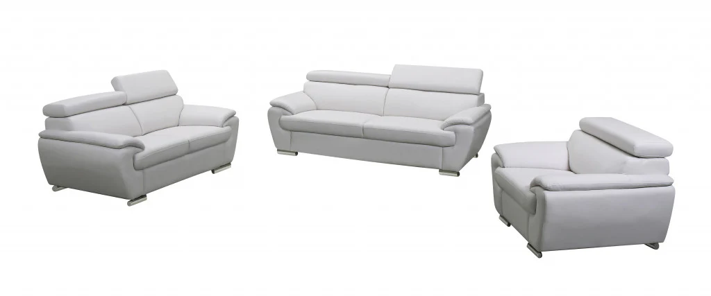 114" Captivating White Leather Sofa Set By Homeroots