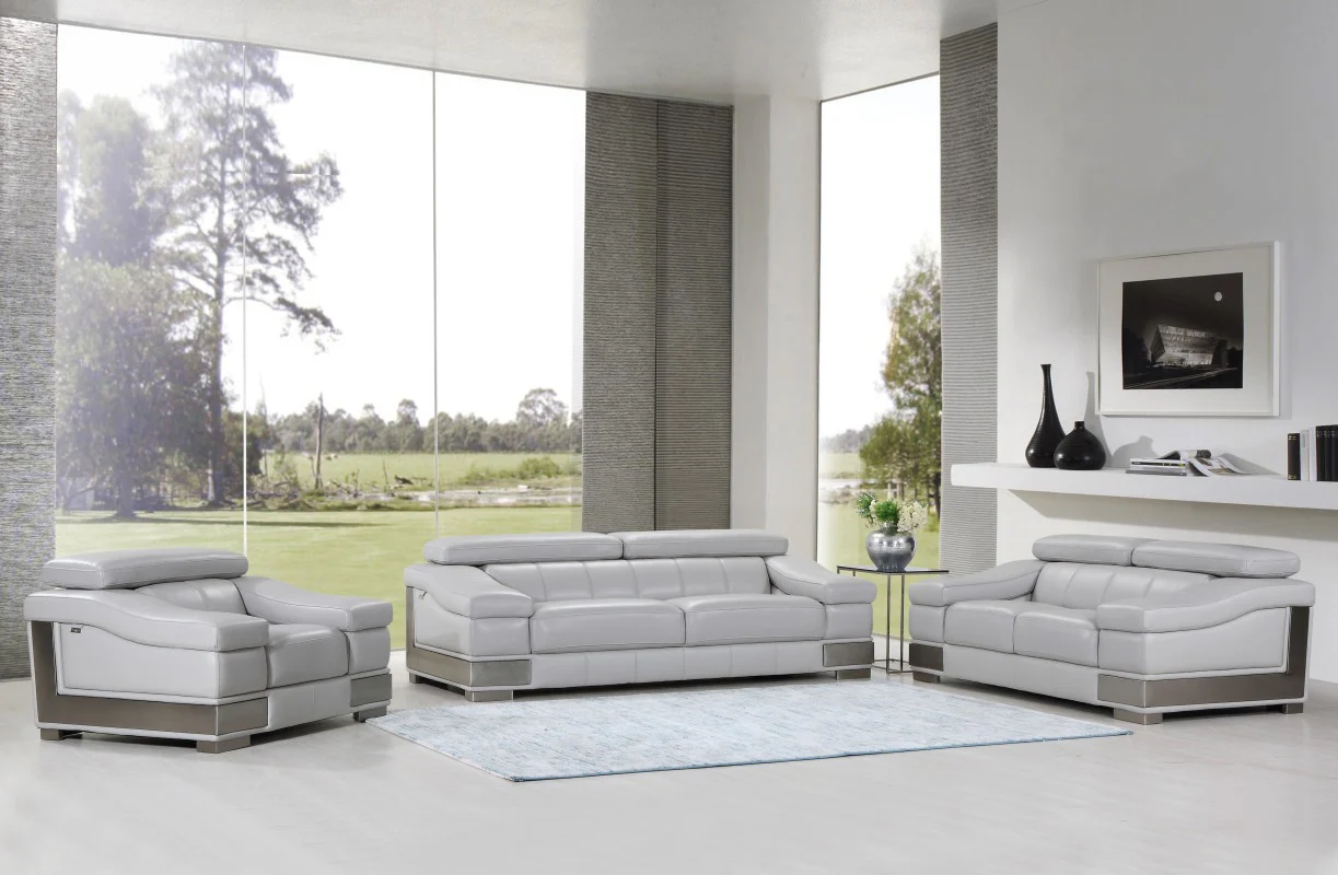 117" Lovely Light Grey Sofa Set By Homeroots