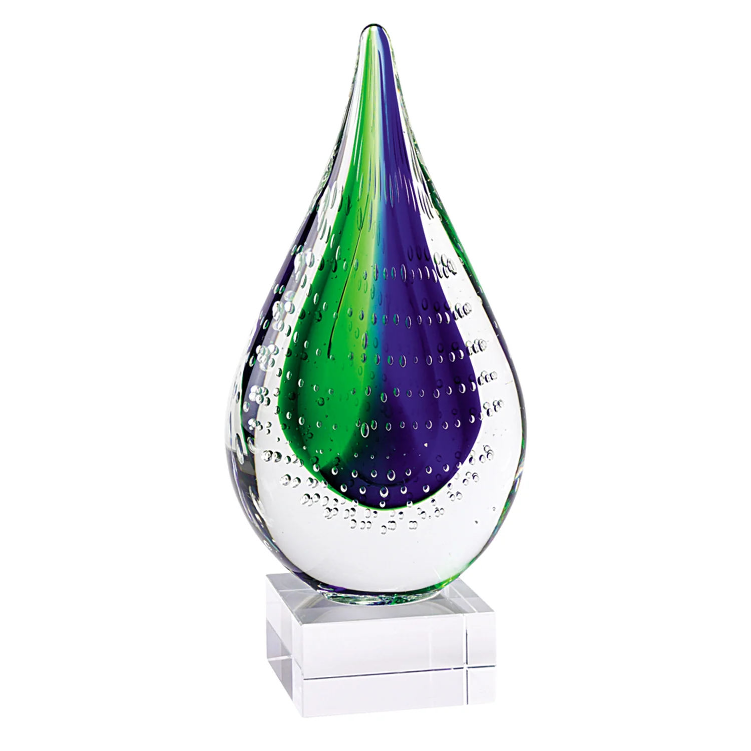 12 Mouth Blown Teardrop Centerpiece on Crystal Base By Homeroots