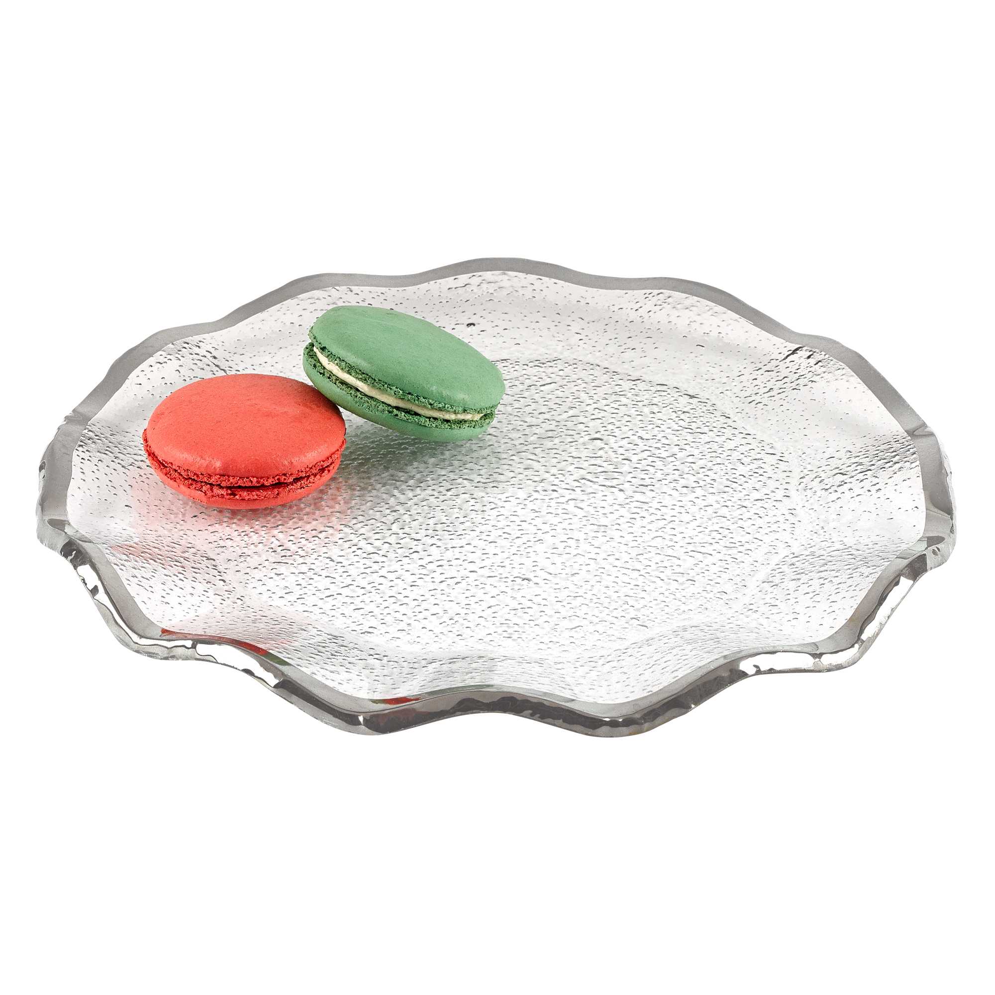 13 Mouth Blown Wavy Edge Silver Platter Or Charger By Homeroots