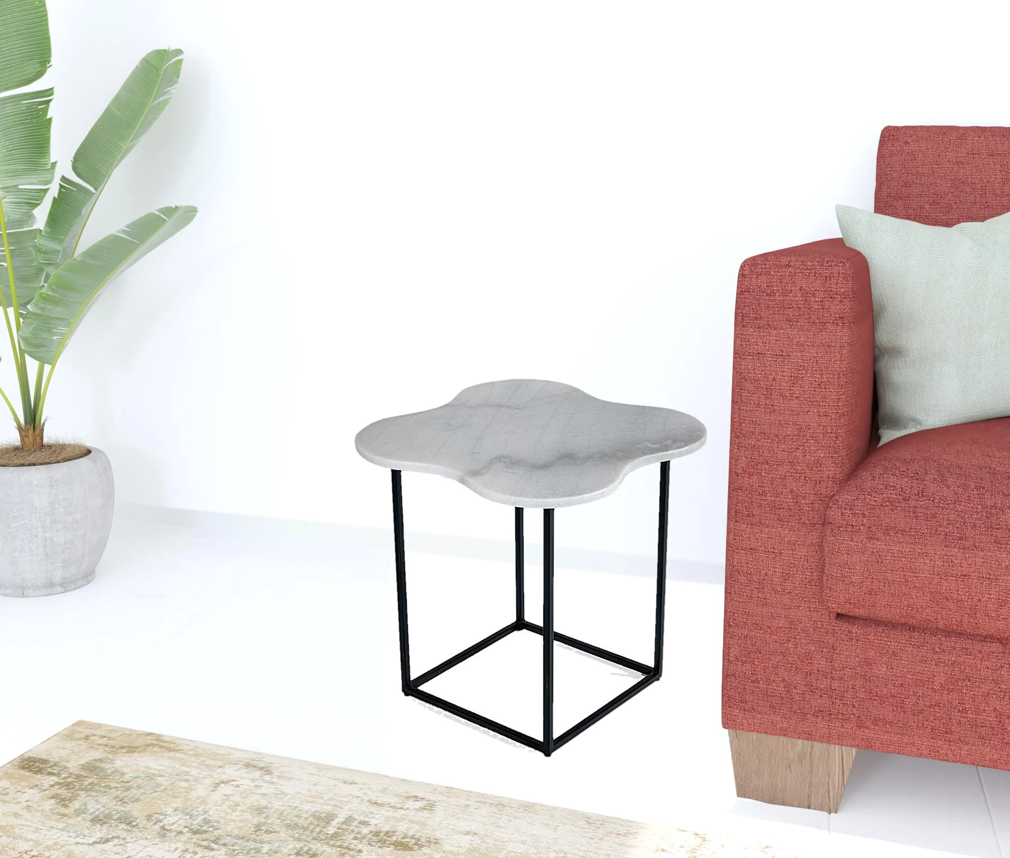 15" Black And White Marble Free Form End Table By Homeroots - Image 3