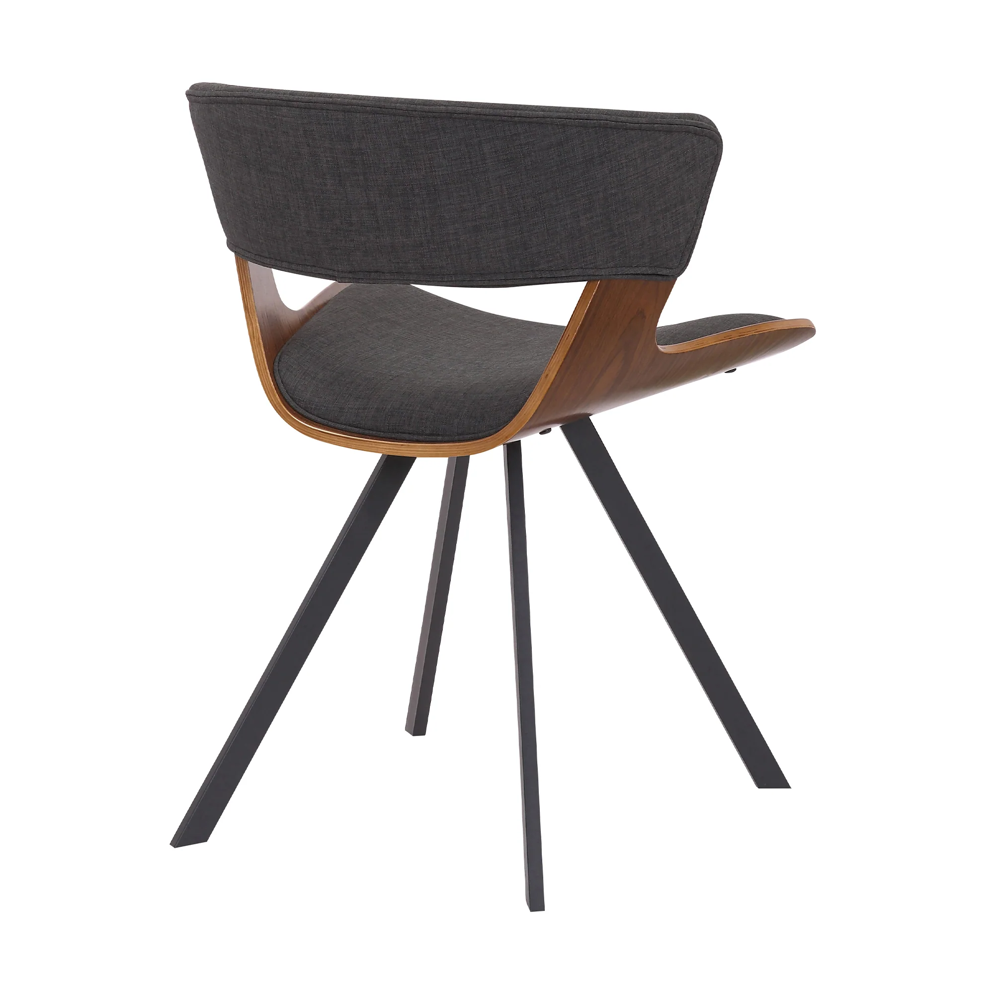 18 Inches Curved Padded Dining Chair With Angled Legs Brown And Black By Benzara - Image 3