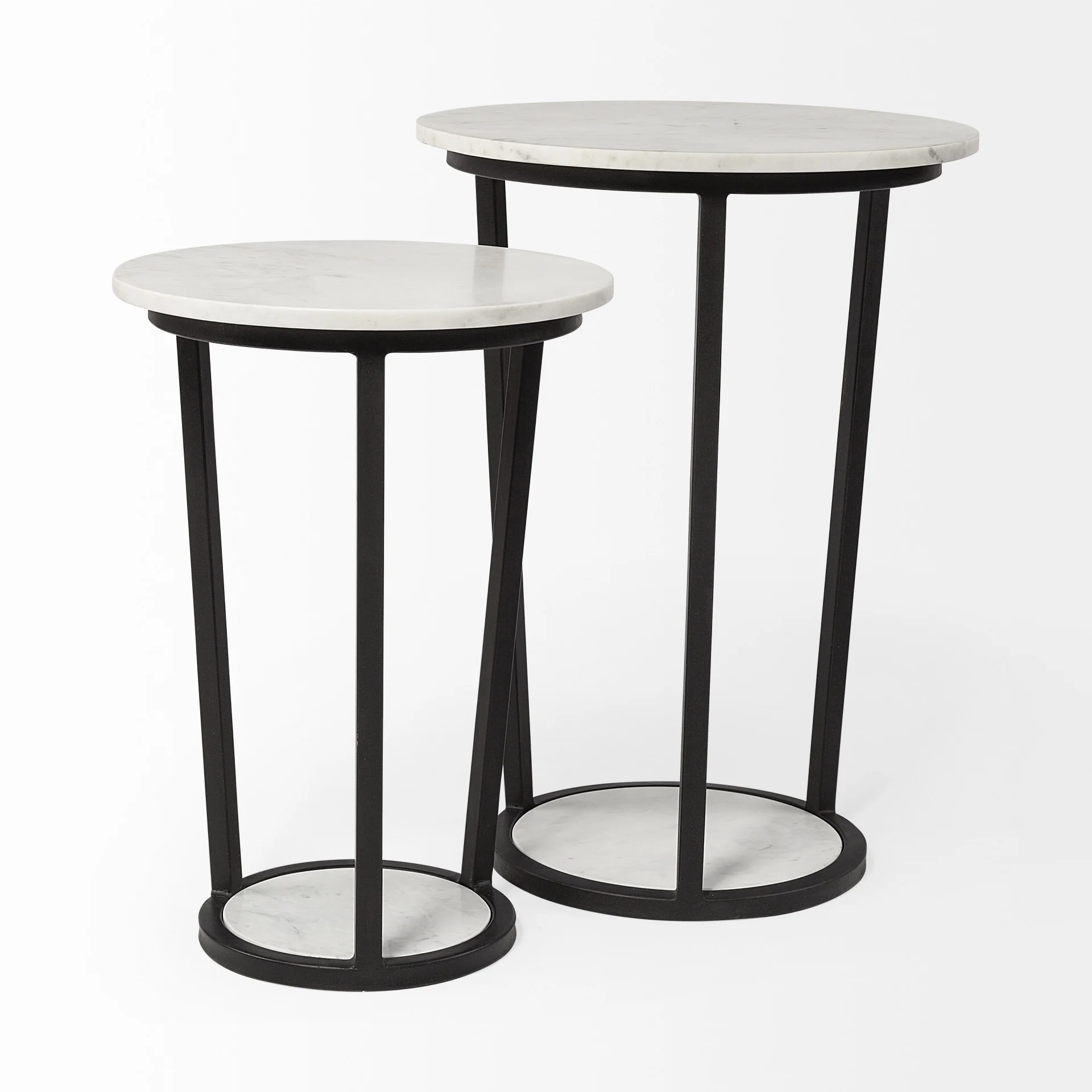 18' Round White Marble Top Accent Table with Black Metal Frame By Homeroots - Image 4