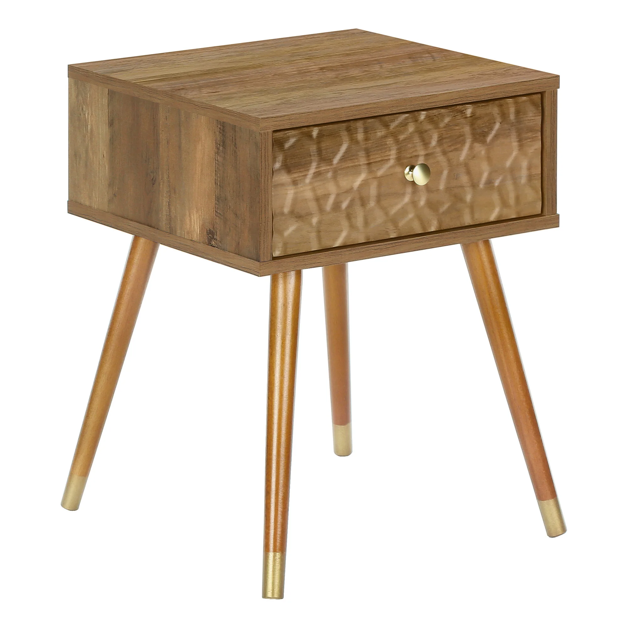 20" Walnut End Table With Drawer By Homeroots