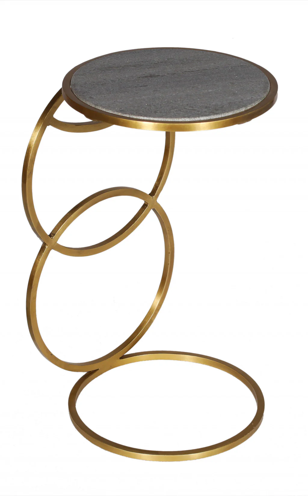 21" Gold And Gray Marble And Iron Round End Table By Homeroots