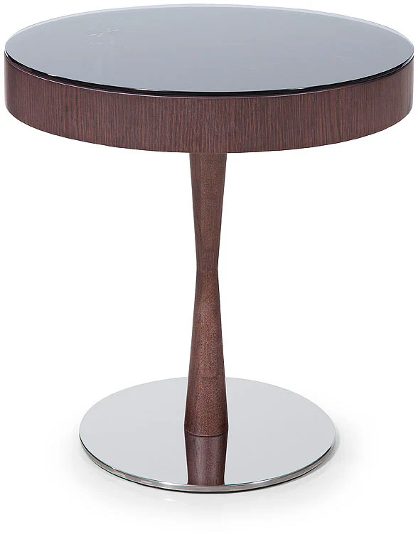 22' Brown Oak Veneer Round End Table By Homeroots