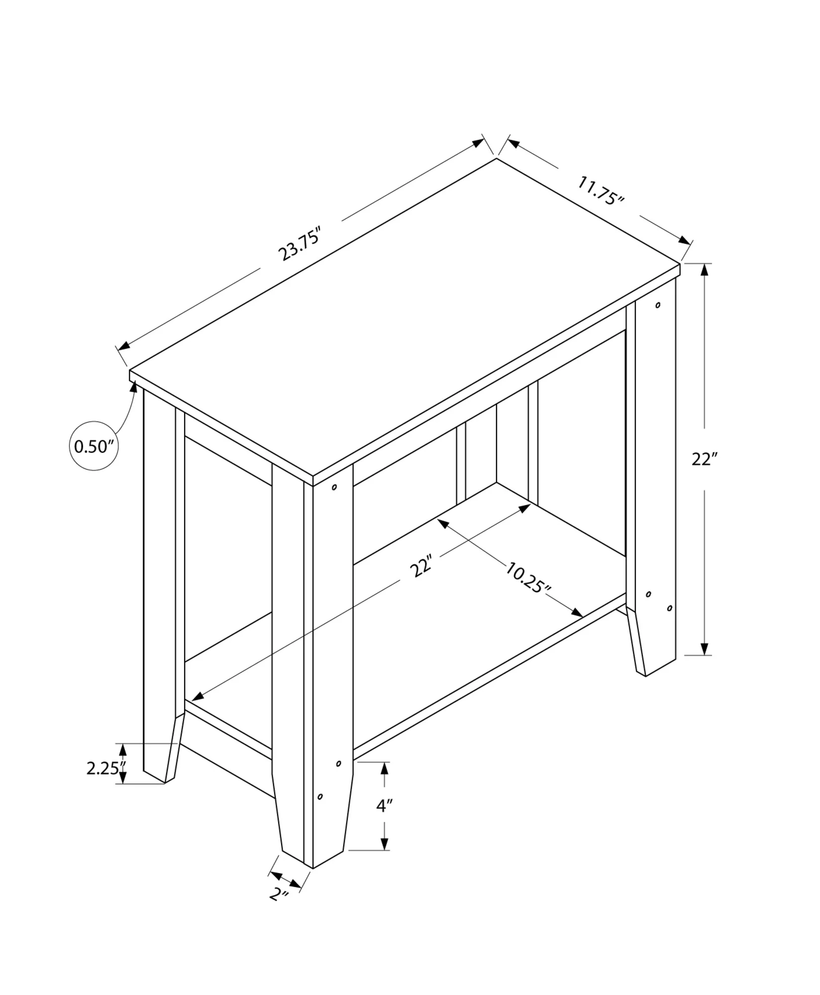22" Dark Brown End Table With Shelf By Homeroots - Image 4