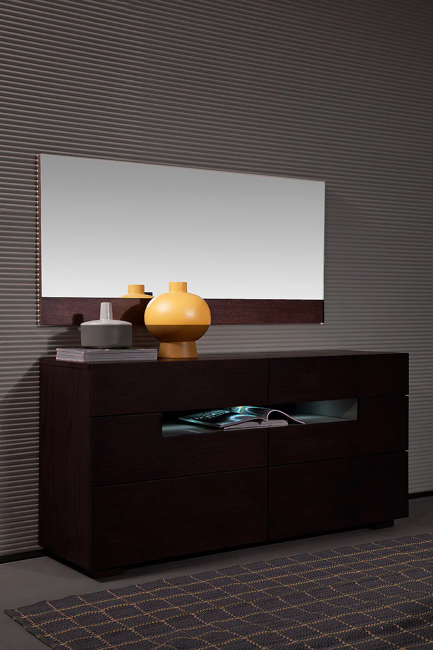24" Brown Oak Veneer and Glass Mirror By Homeroots