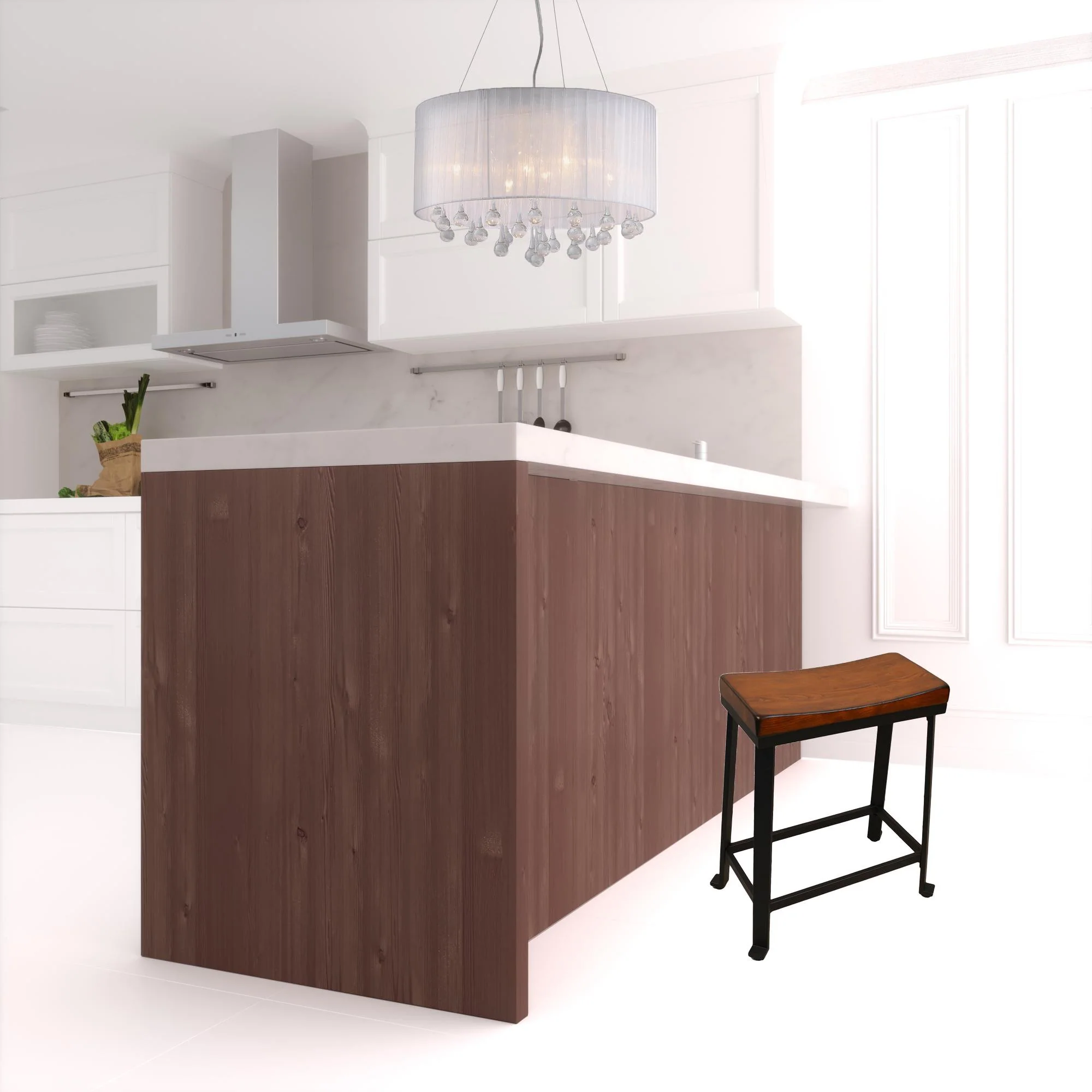 24" Chestnut And Black Steel Backless Counter Height Bar Chair With Footrest By Homeroots - Image 2