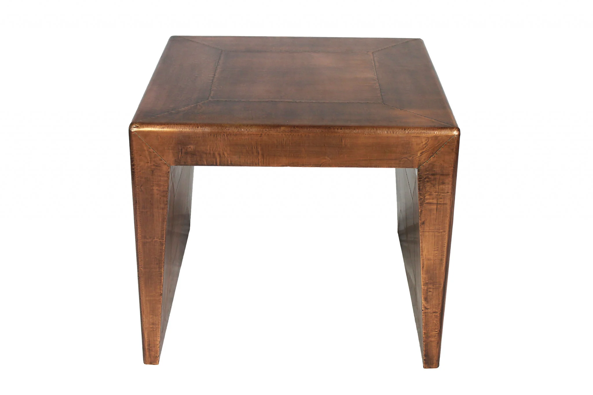 24" Copper Rustic Solid Wood Square End Table By Homeroots