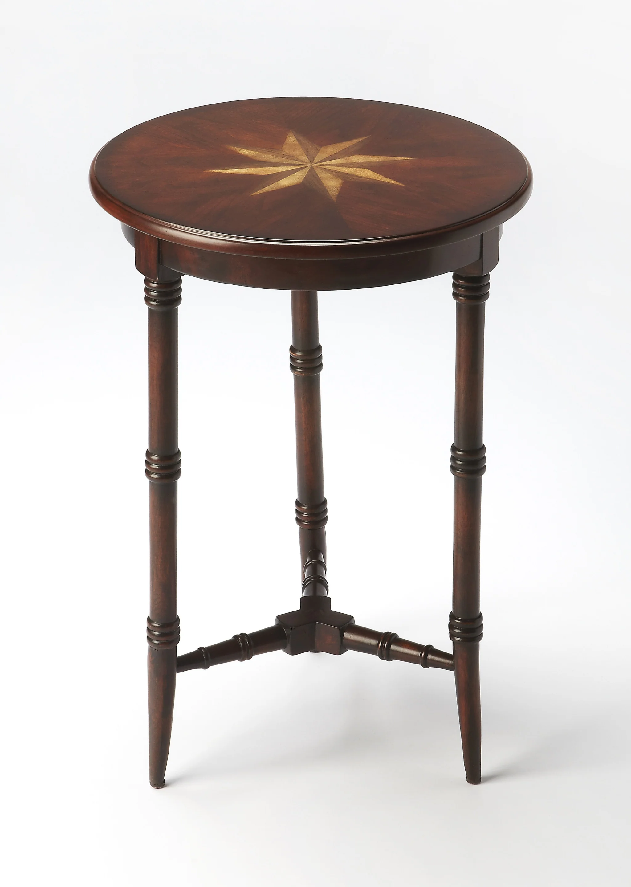 24" Dark Brown Mirrored Round End Table By Homeroots