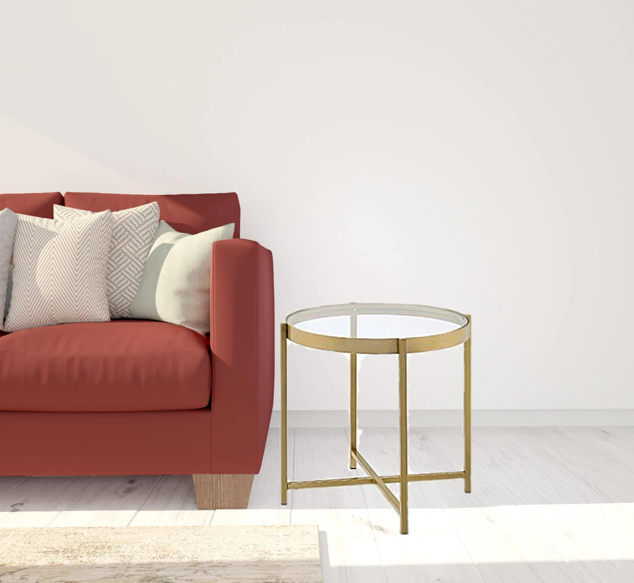 24" Gold And Clear Glass And Metal Round End Table By Homeroots