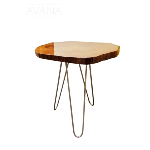 24" Natural Solid Wood Live Edge and Metal End Table By Homeroots