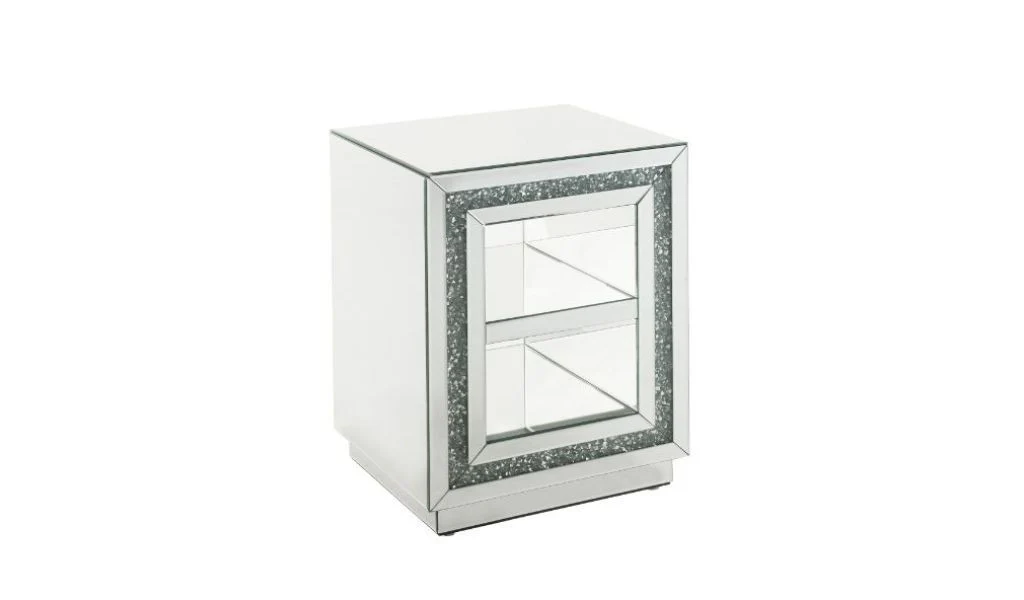 24" Silver Glass Rectangular Mirrored End Table With Two Shelves By Homeroots