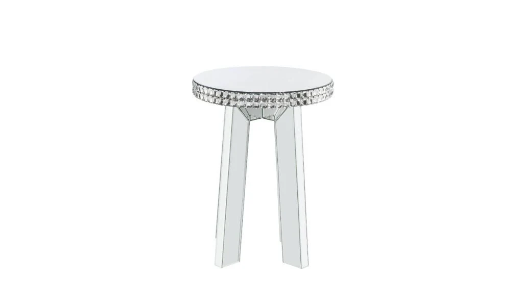 24" Silver Glass Round Mirrored End Table By Homeroots