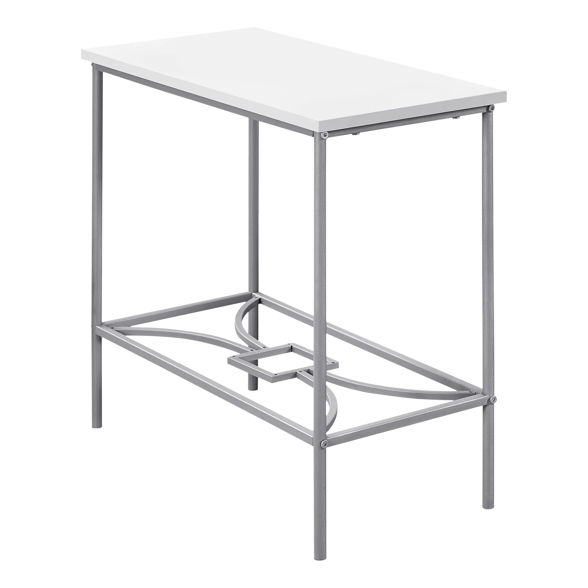24" White And Silver Console Table With Storage By Homeroots
