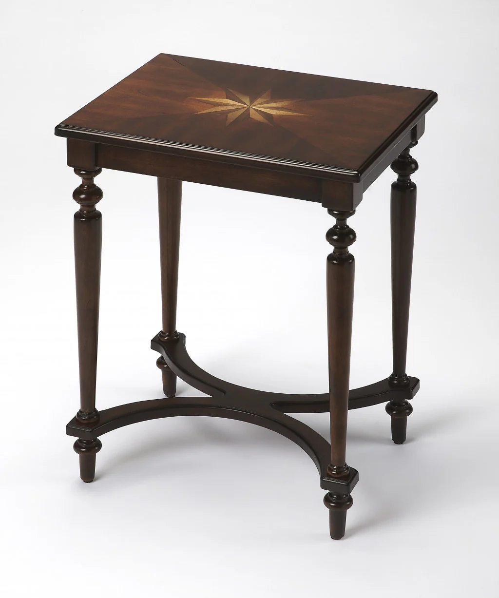 25" Cherry Brown Starburst Inlay End Table By Homeroots