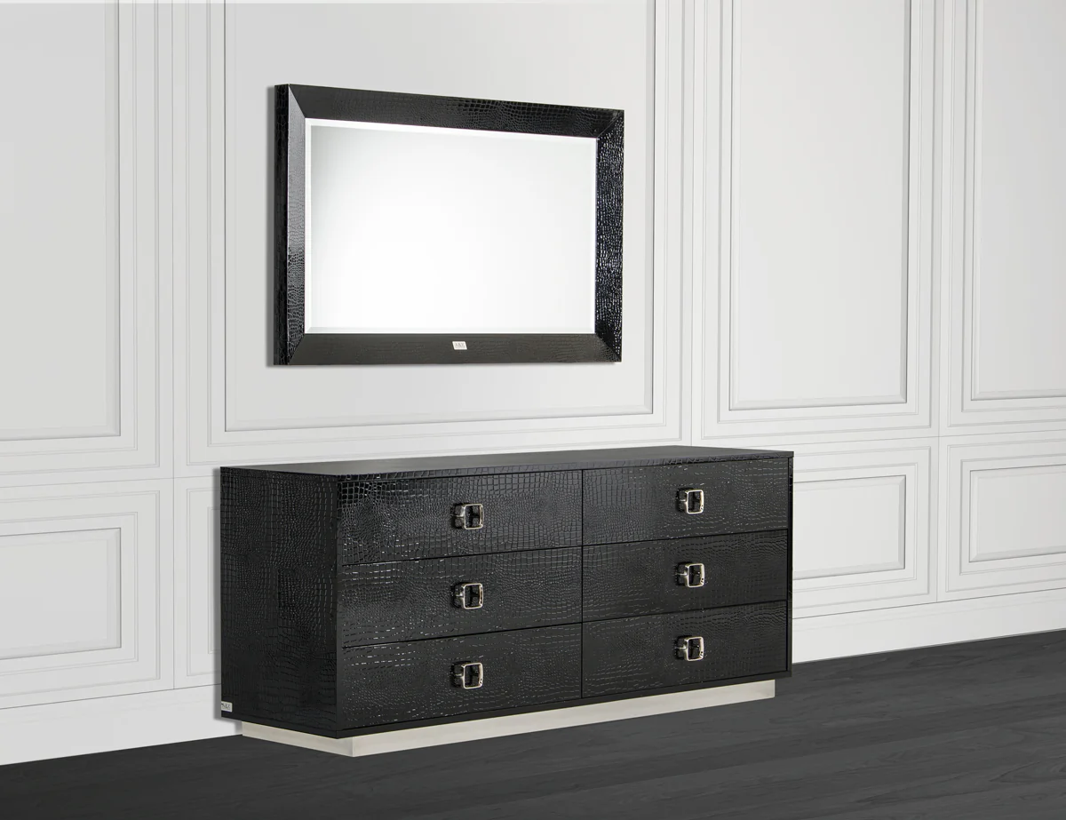 26' Black Crocodile Mdf Dresser By Homeroots