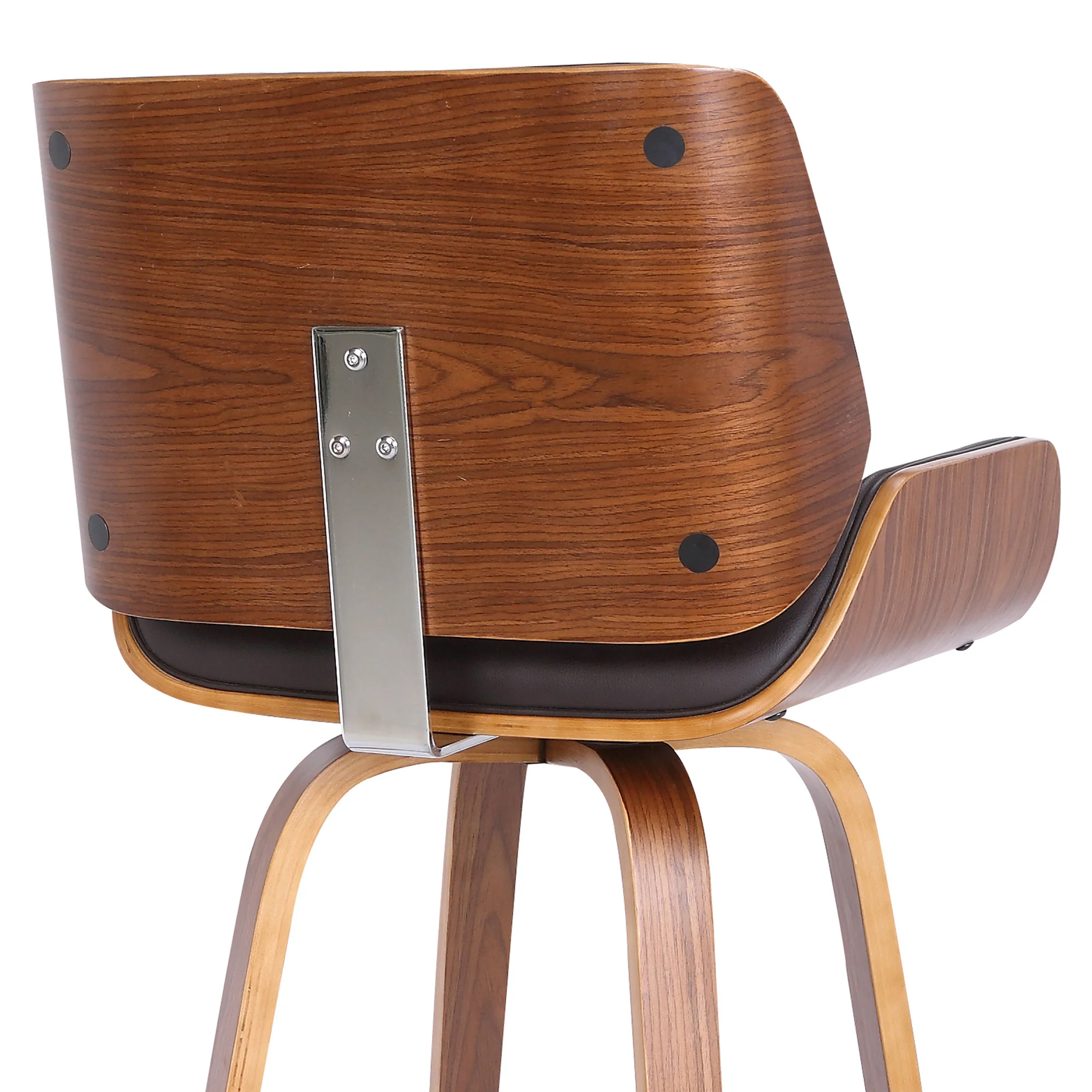 26" Brown Faux Leather Wooden Base Bar Stool By Homeroots - Image 8