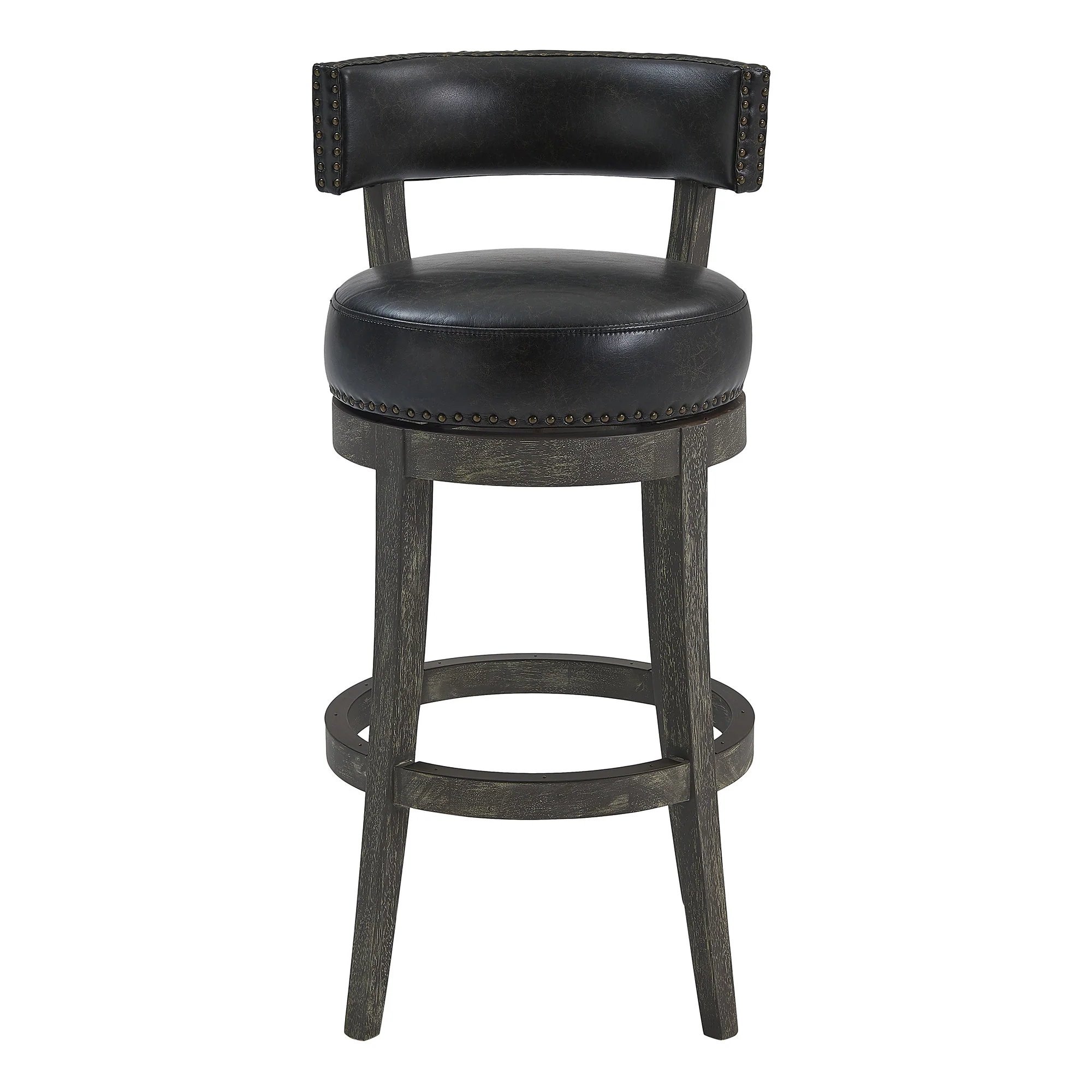 26" Brown Onyx Faux Leather Swivel Wood Counter Stool By Homeroots - Image 3