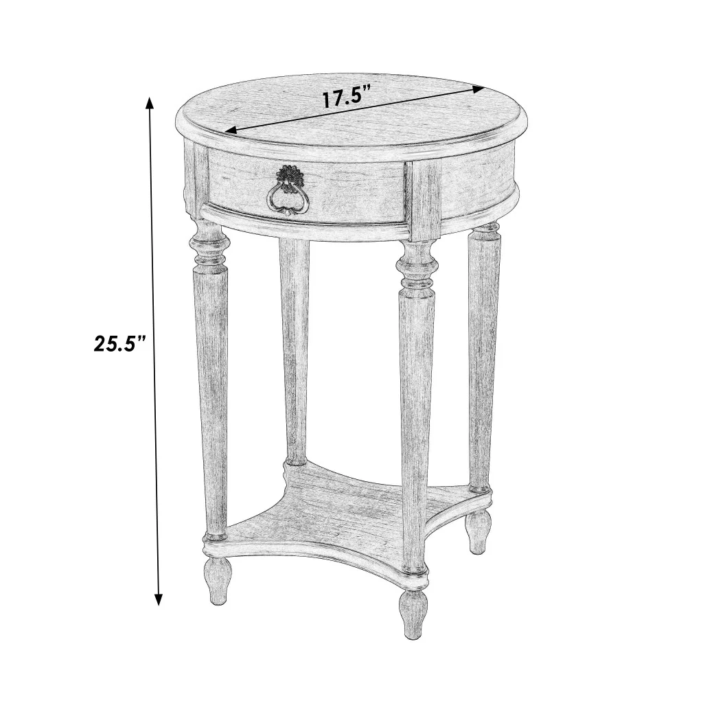 26" Cherry Solid And Manufactured Wood Round End Table With Drawer And Shelf By Homeroots - Image 7