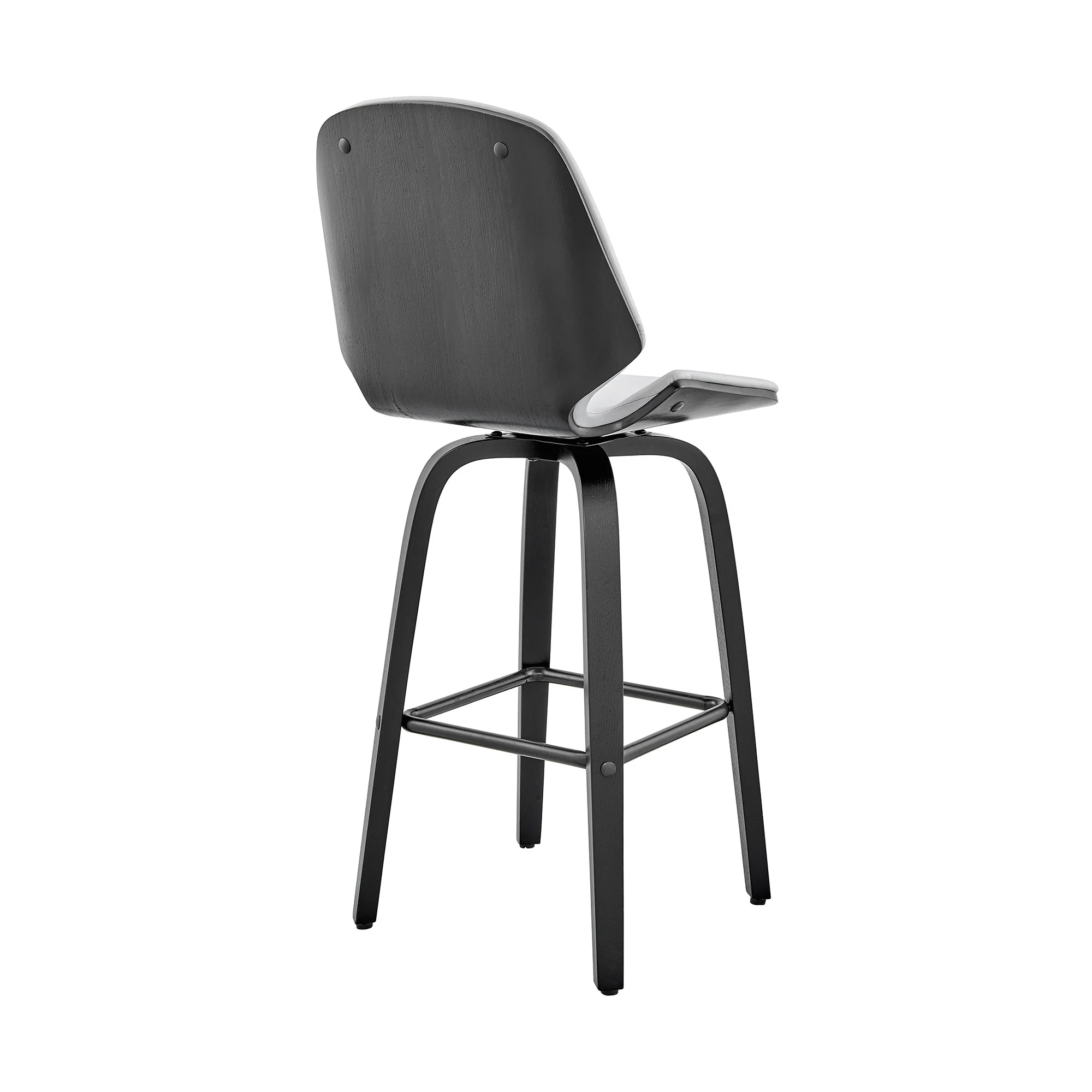 26" Gray Faux Leather Swivel Seat Wooden Bar Stool By Homeroots - Image 5