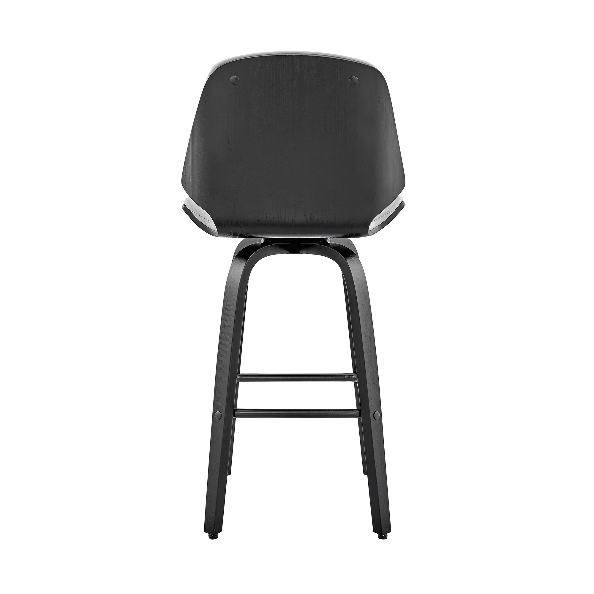 26" Gray Faux Leather Swivel Seat Wooden Bar Stool By Homeroots - Image 6