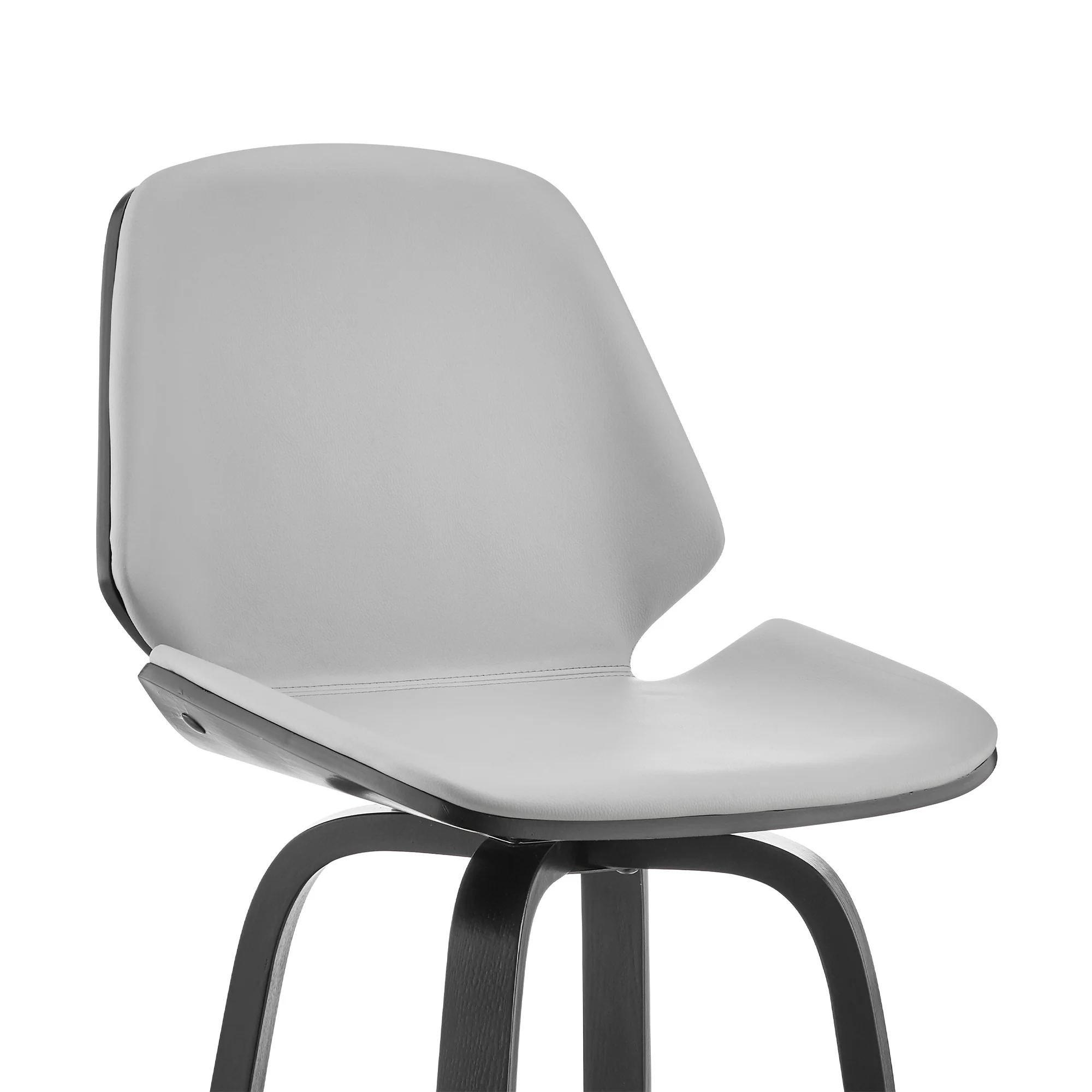 26" Gray Faux Leather Swivel Seat Wooden Bar Stool By Homeroots - Image 7