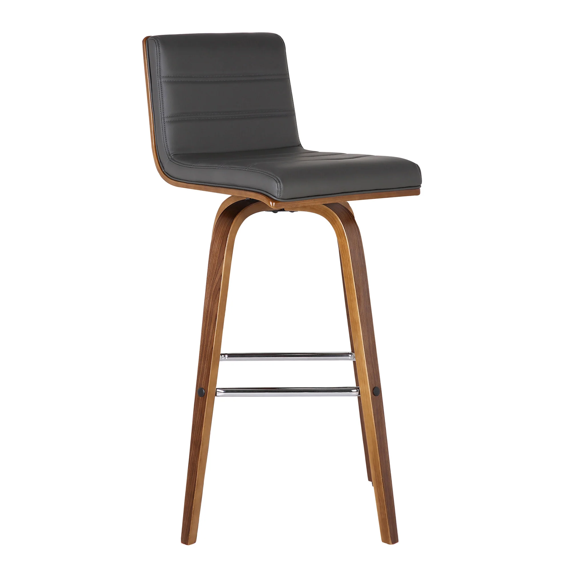 26” Gray Faux Leather Wooden Swivel Bar Stool By Homeroots - Image 2