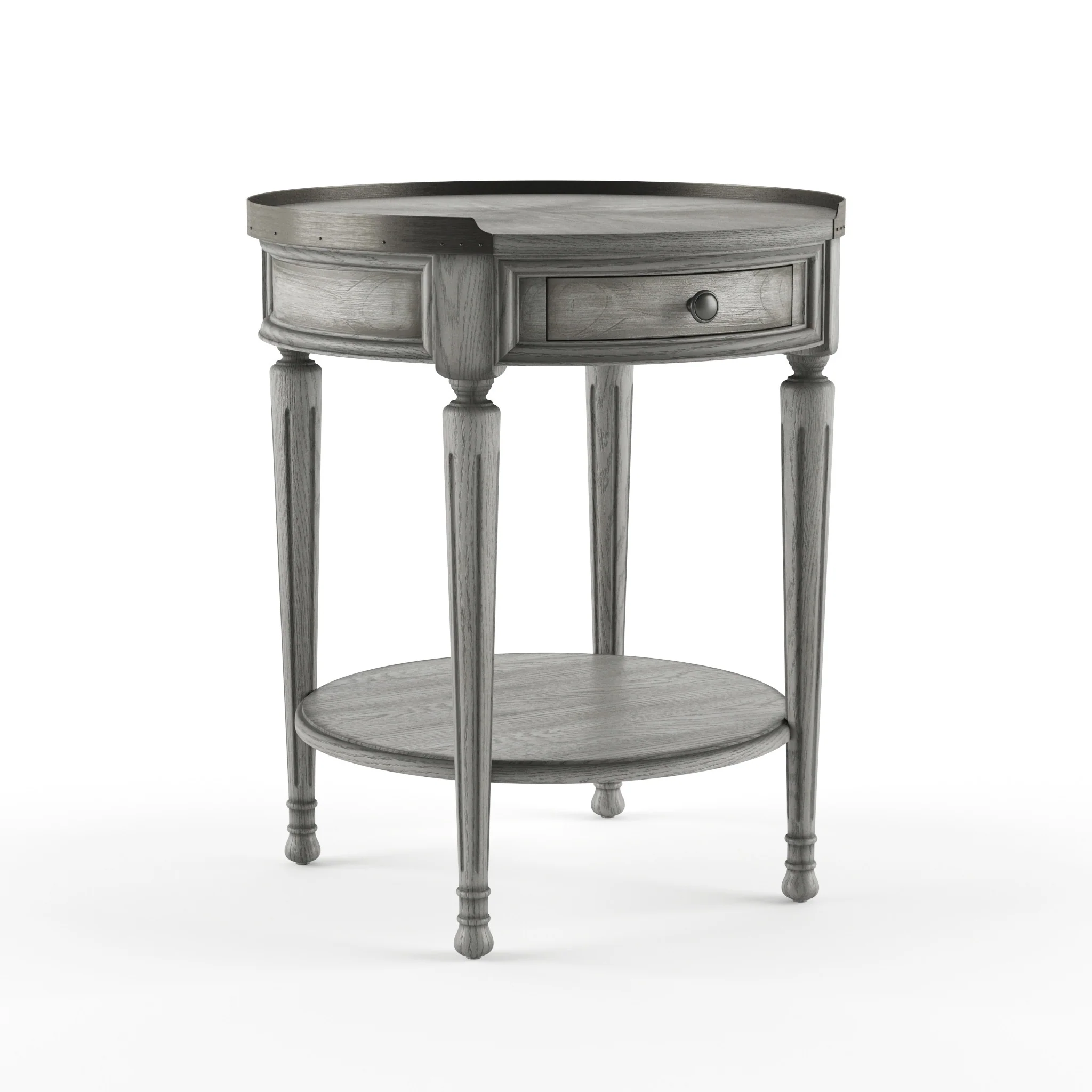 26" Gray Manufactured Wood Round End Table With Drawer And Shelf By Homeroots