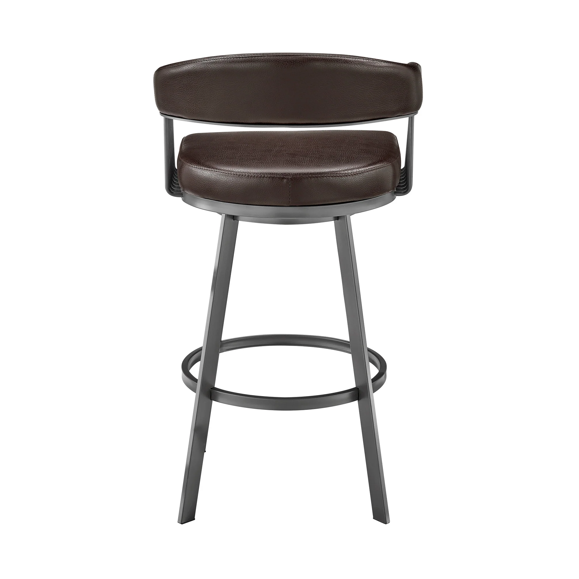 26" Mod Chocolate Faux Leather Java Brown Finish Swivel Bar Stool By Homeroots - Image 6