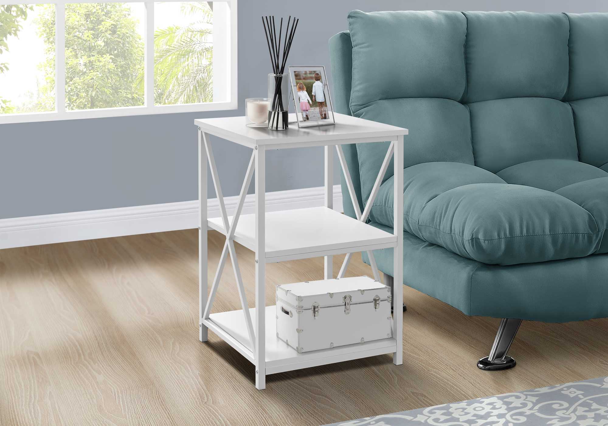26" Rectangular White White Metal Accent Table By Homeroots