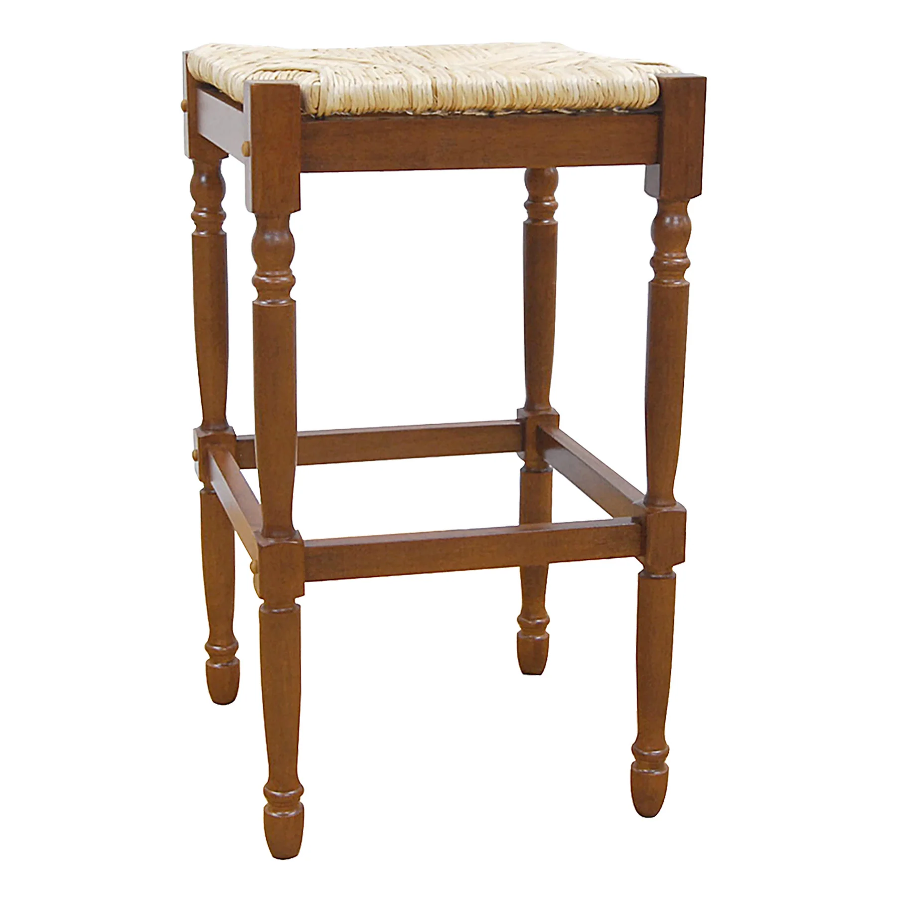 29" Natural And Brown Backless Bar Height Chair With Footrest By Homeroots