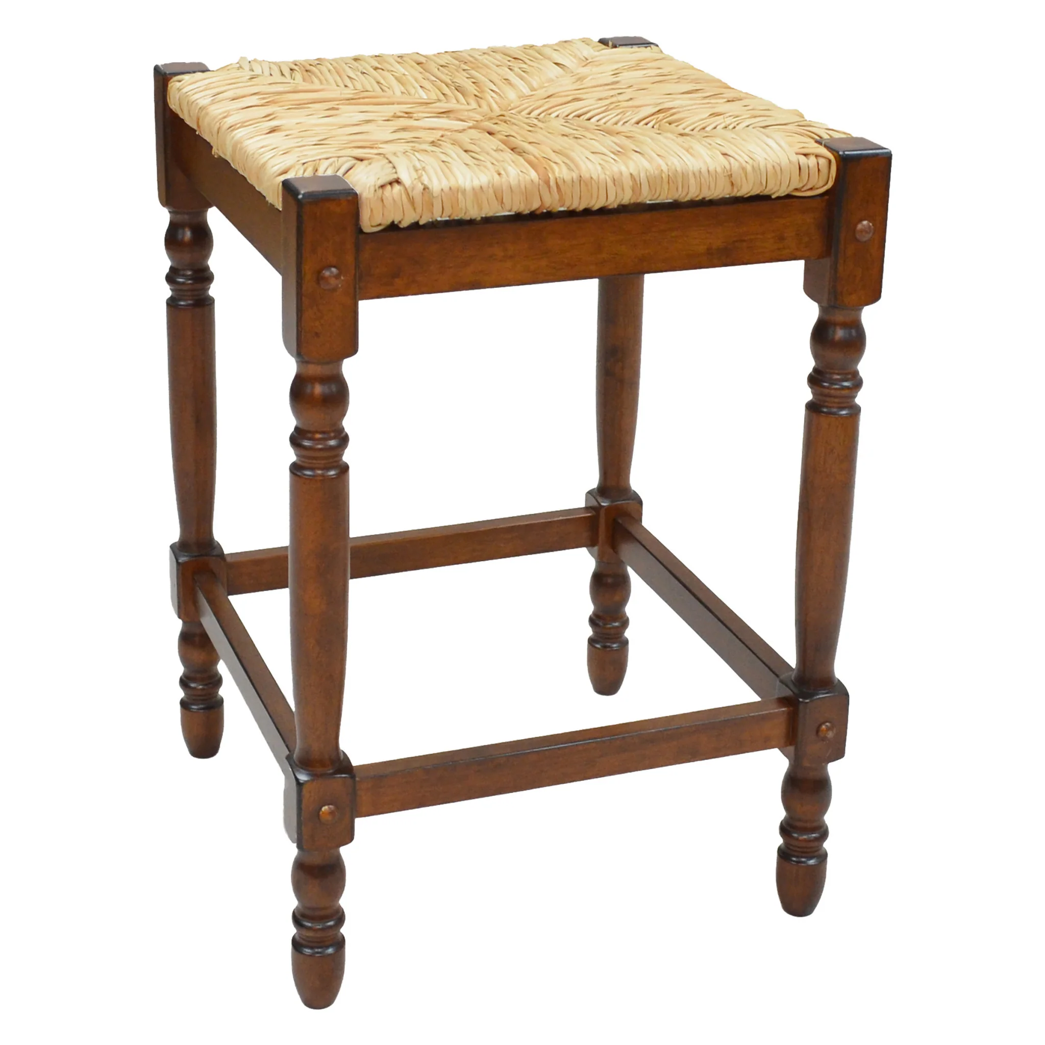 29" Natural And Chestnut Backless Bar Height Chair With Footrest By Homeroots
