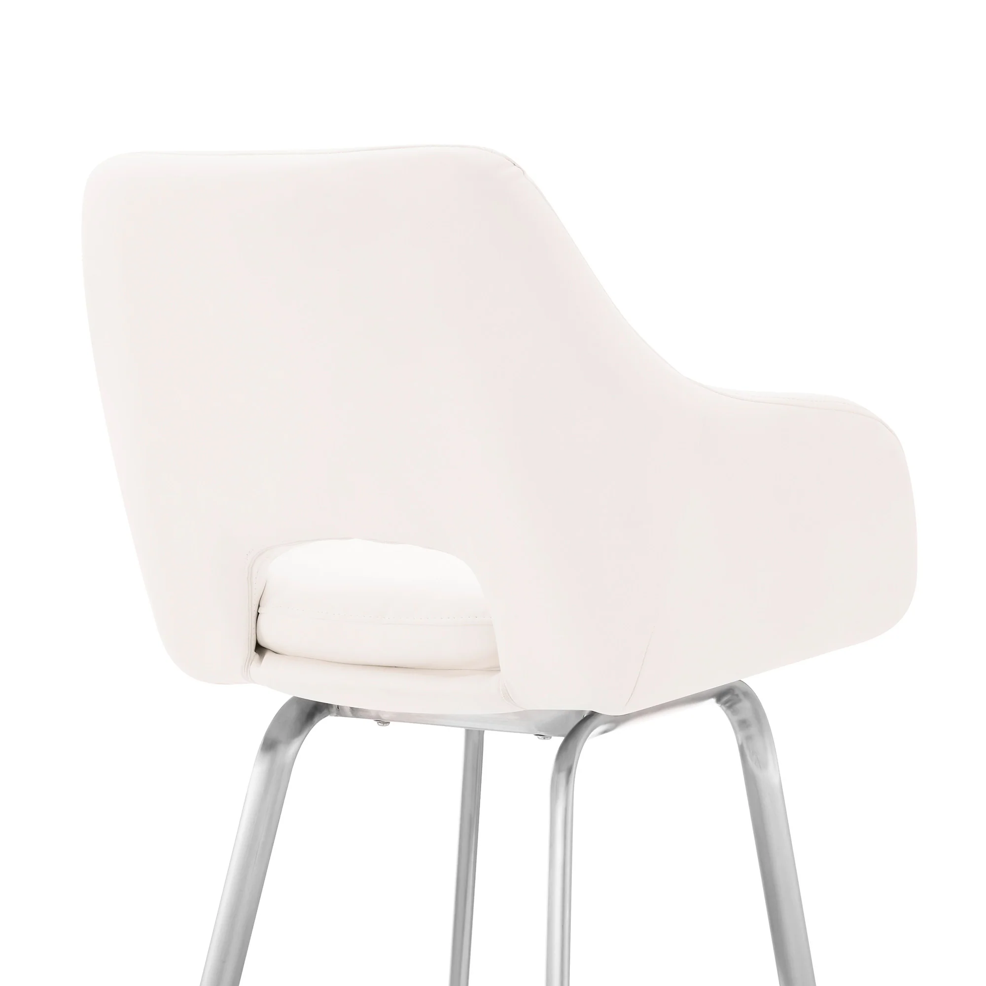 30" White Faux Leather and Stainless Steel Bar Stool By Homeroots - Image 8