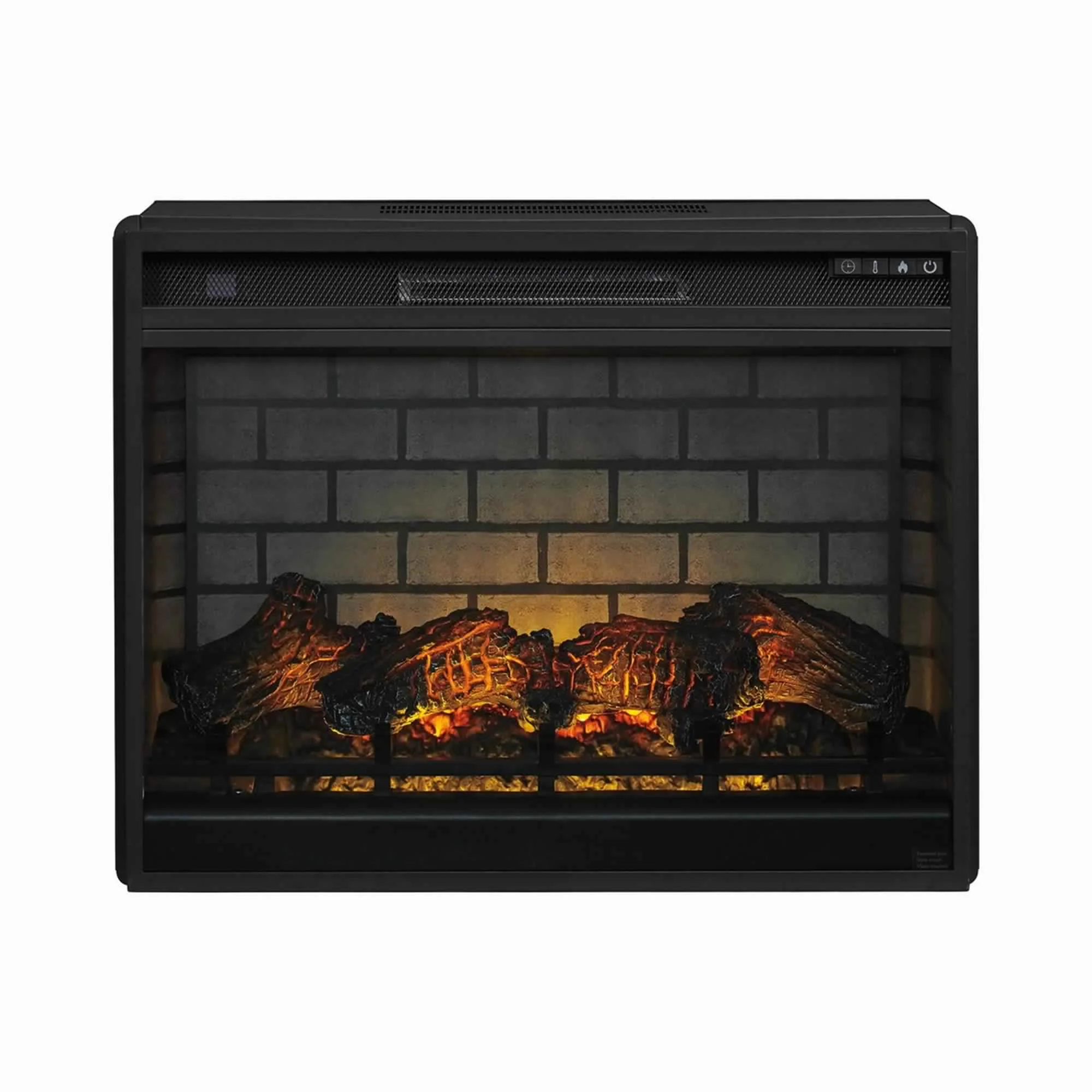 31.25 Inch Metal Fireplace Inset With 7 Level Temperature Setting Black By Benzara