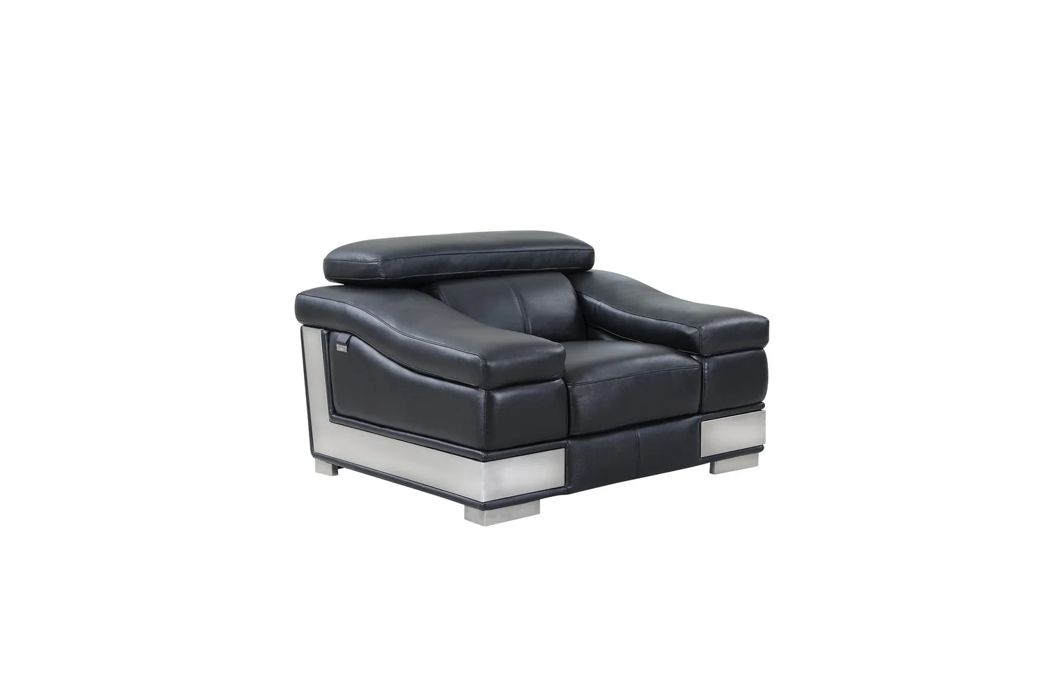 31" to 39" Black Modern Leather Chair By Homeroots