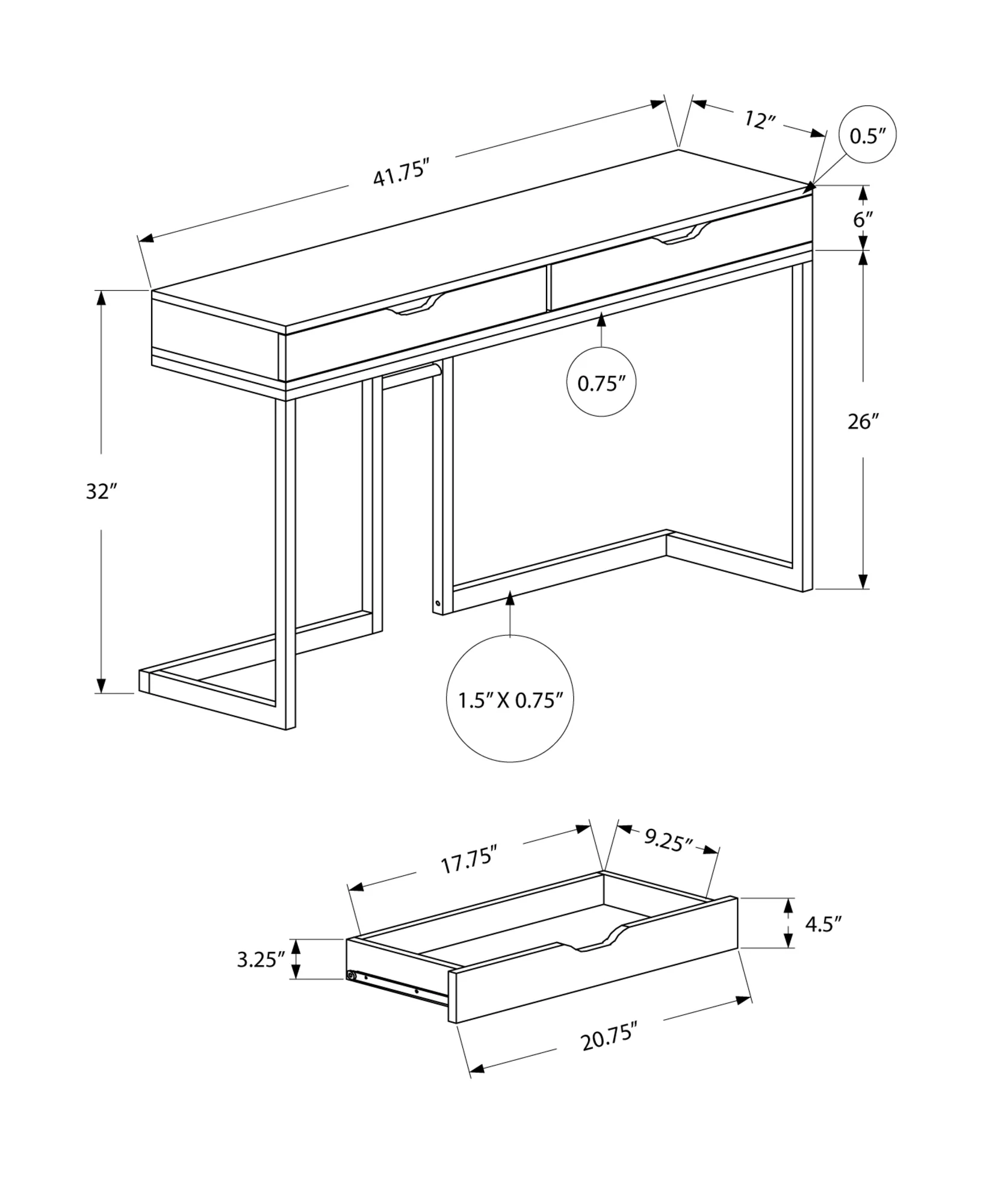 32" Cappuccino Finish and Black Metal Accent Table By Homeroots - Image 4