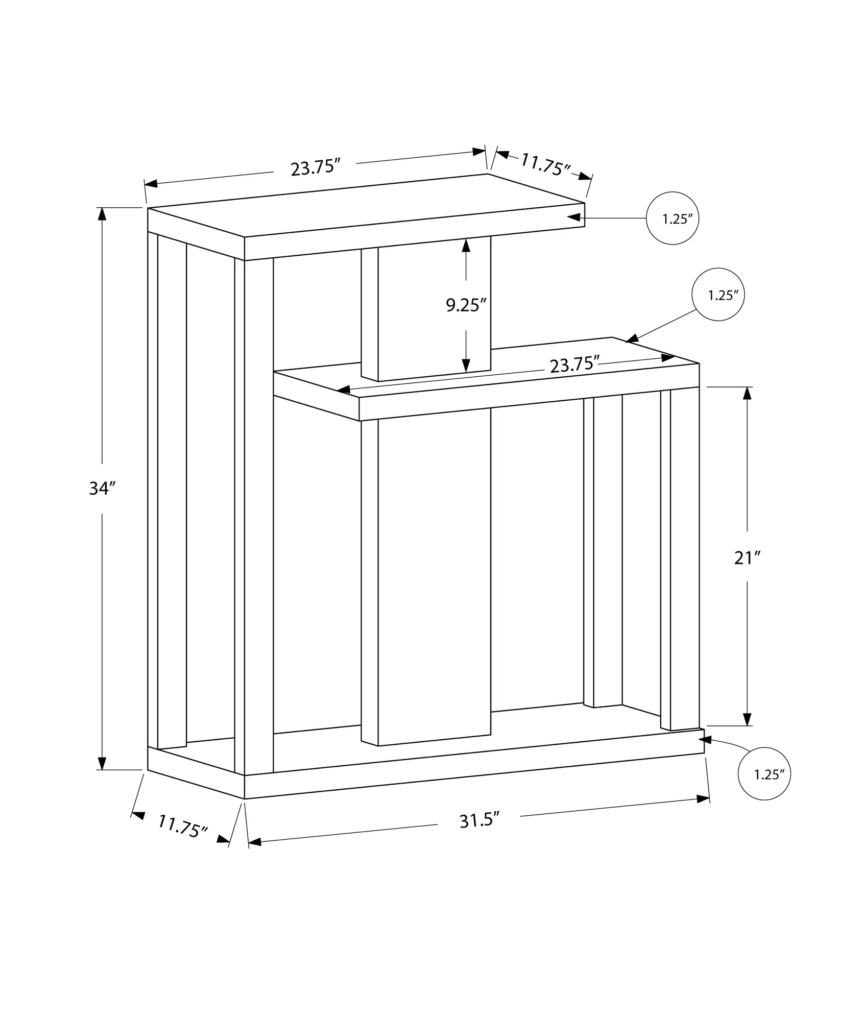32" Espresso Free form Floor Shelf Console Table With Storage By Homeroots - Image 4