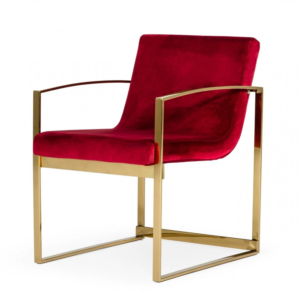 32" Lux Red Velvet and Gold Armchair By Homeroots