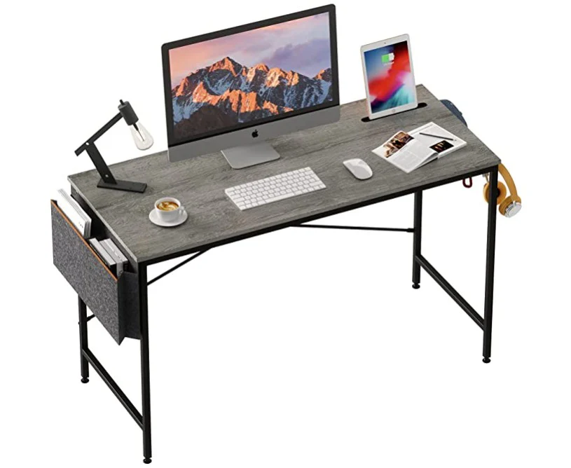 32" Modern Metro Gray and Black Computer Desk By Homeroots