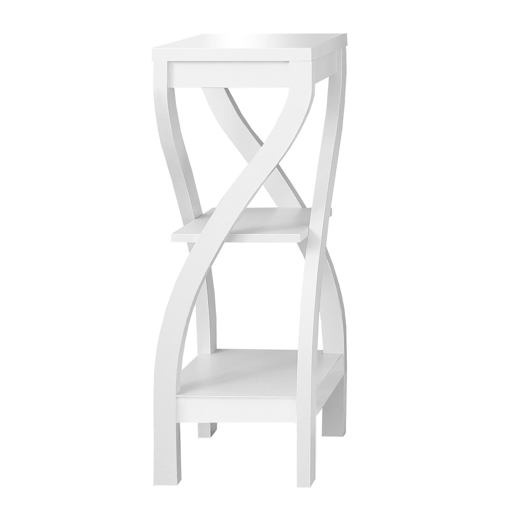 32" White End Table With Two Shelves By Homeroots