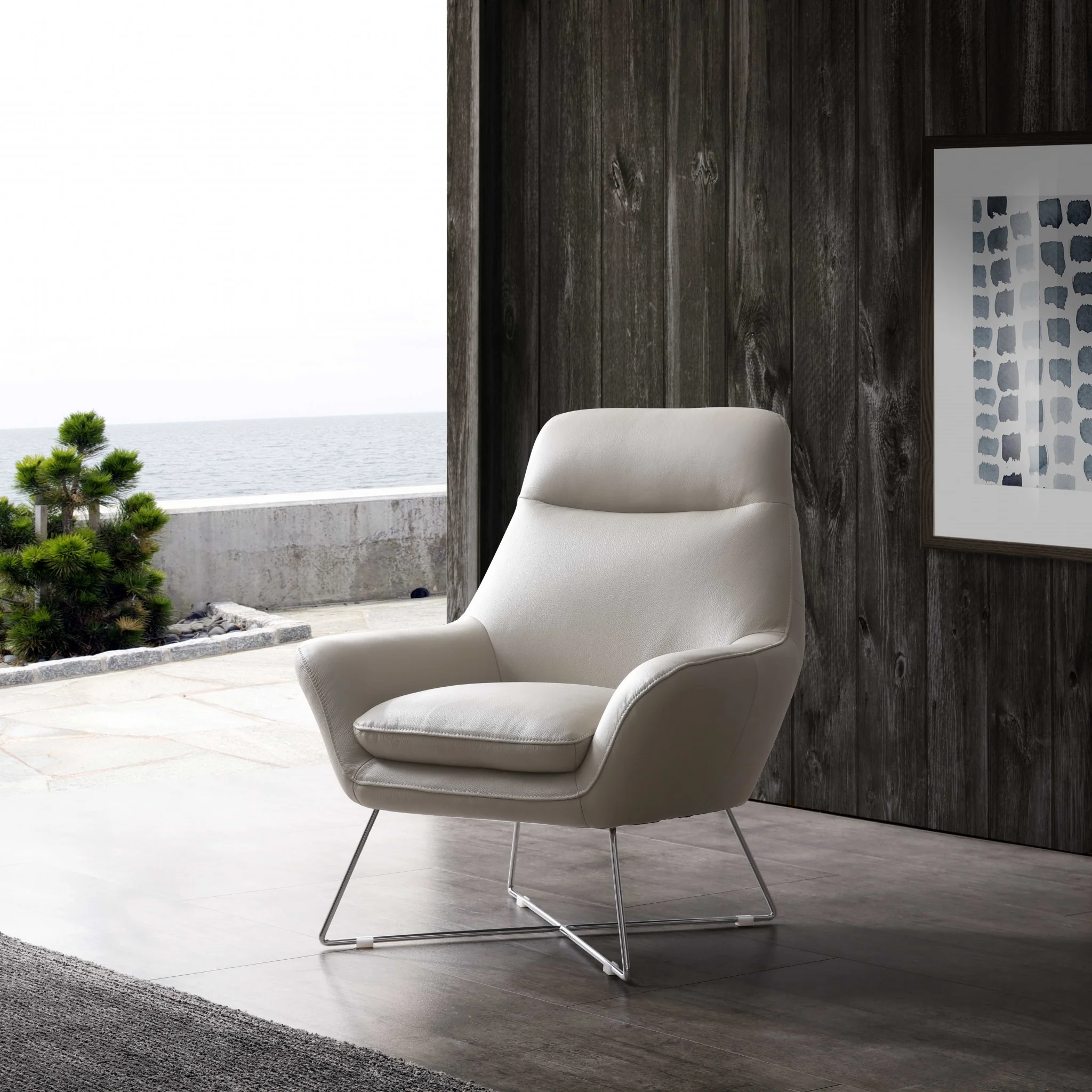 33" Light Gray And Silver Faux Leather Tufted Arm Chair By Homeroots