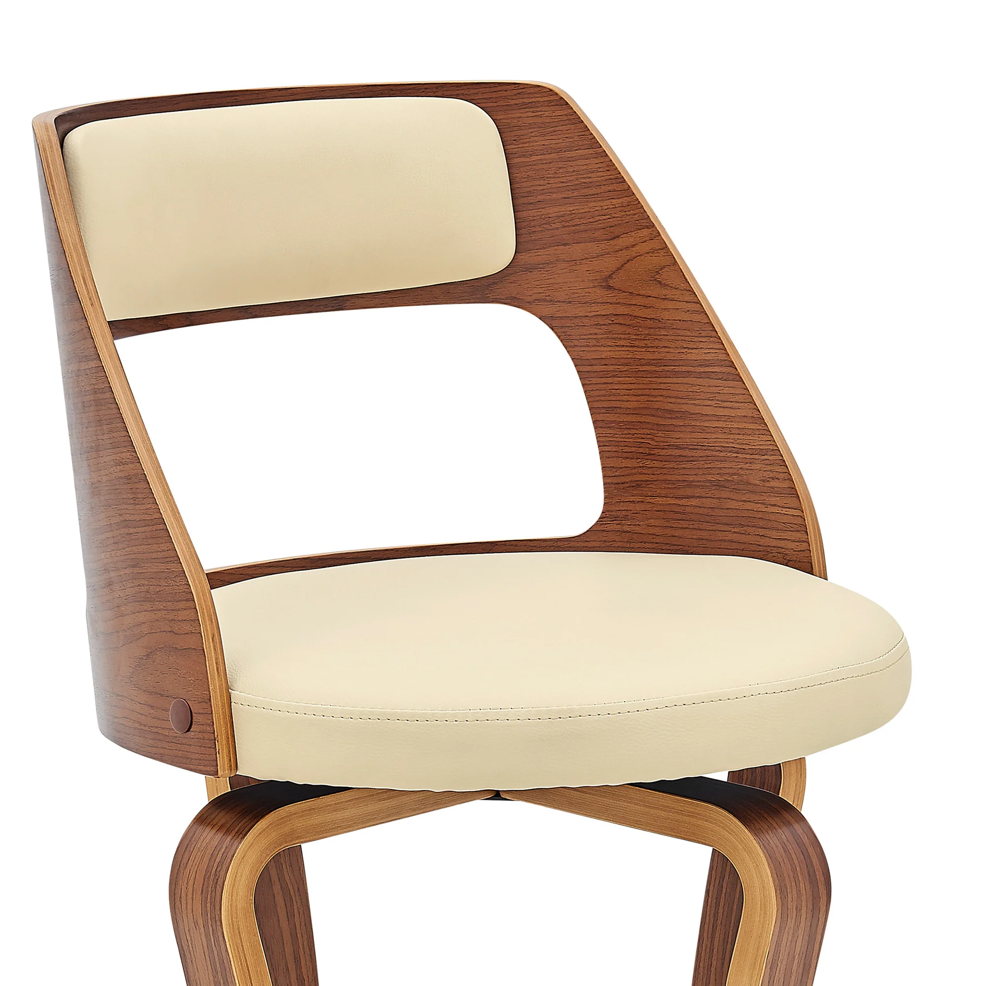 35" Cream And Brown Faux Leather Swivel Counter Height Bar Chair With Footrest By Homeroots - Image 8