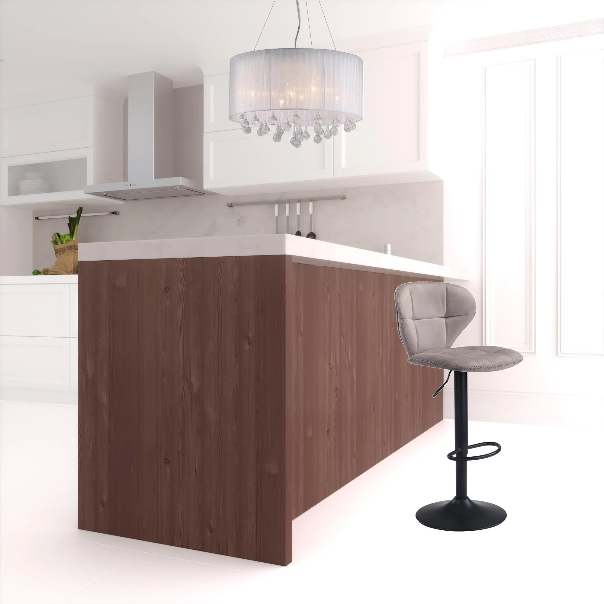 35" Gray And Black Steel Swivel Low Back Counter Height Bar Chair With Footrest By Homeroots - Image 7
