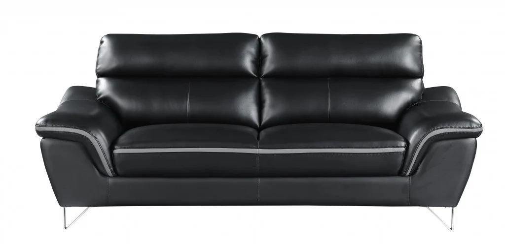 36" Charming Black Leather Sofa By Homeroots