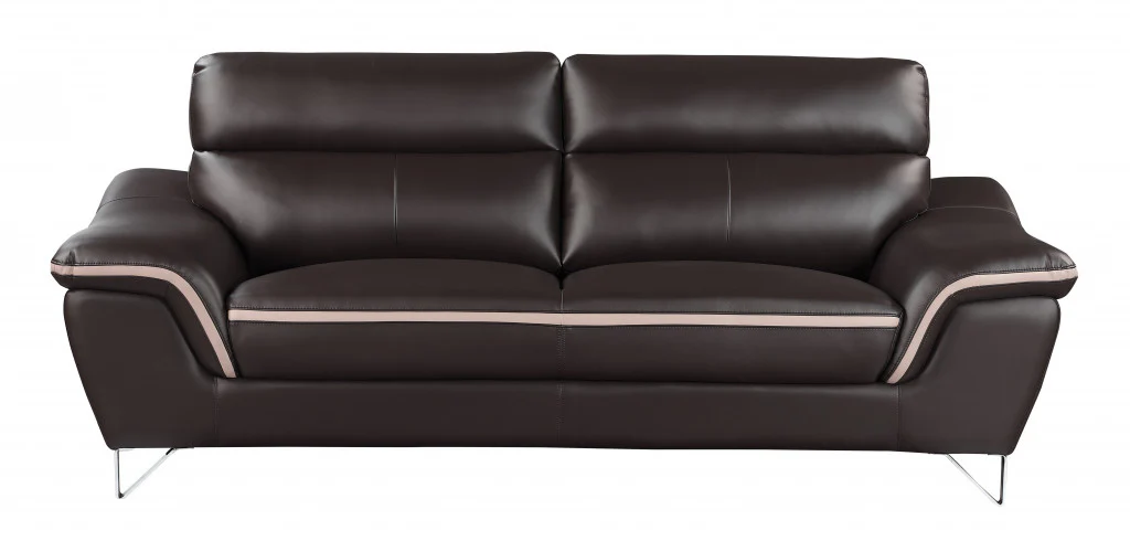 36" Charming Brown Leather Sofa By Homeroots