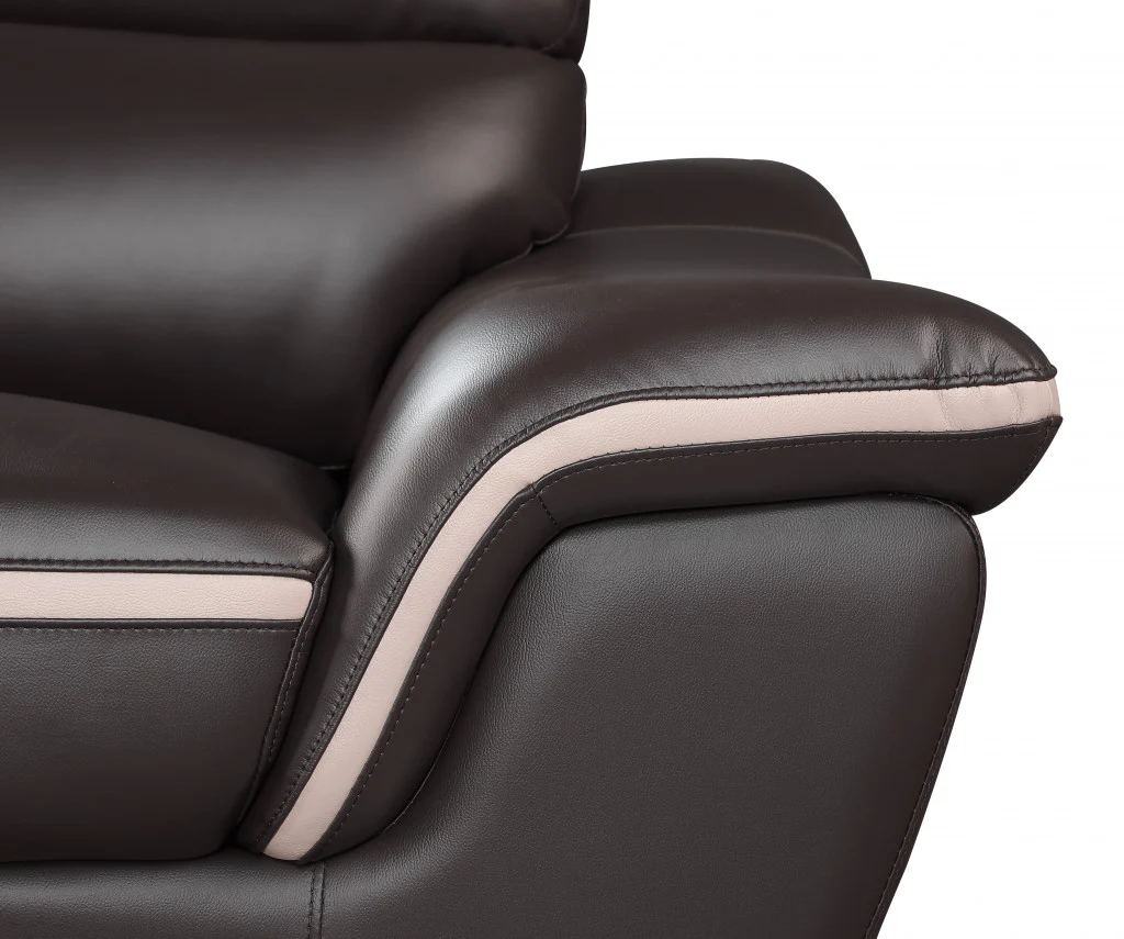 36" Charming Brown Leather Sofa By Homeroots - Image 6